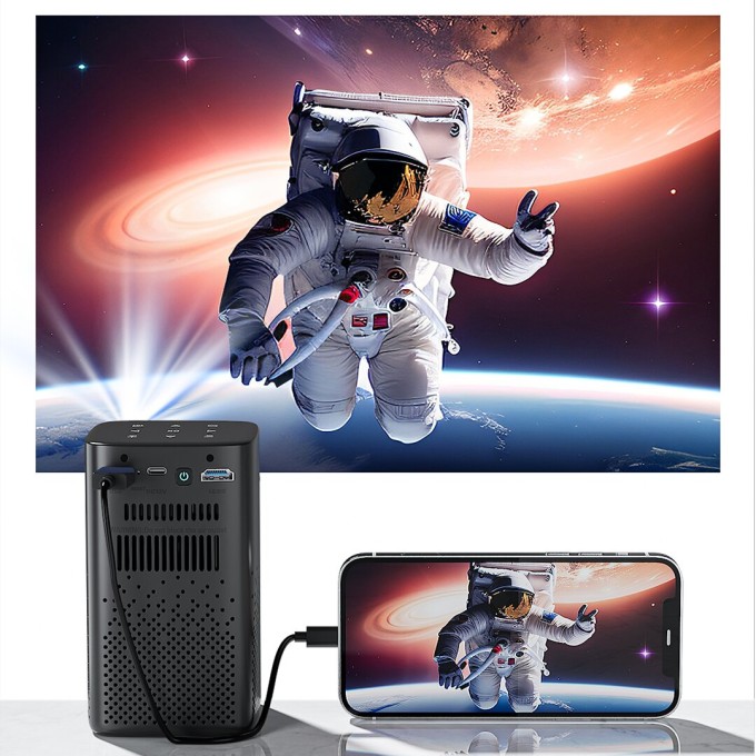 Mini prenosný projektor s batériou AERIUM P8000 DLP Wi-Fi Super Bass